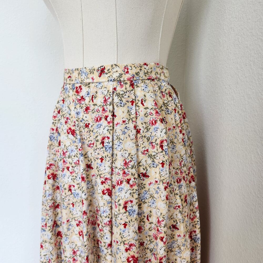 Vintage 90s Pendleton Yellow Floral Rayon Blouse & Skirt Set High Waist Size 6 - Picture 10 of 16